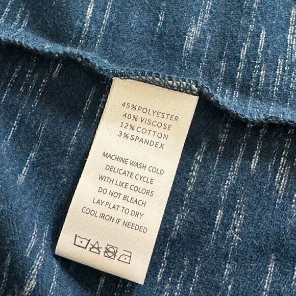 Lilla P Dress Womens Size Medium Maxi front slit Navy Blue space Dye Minimalist - Picture 11 of 12